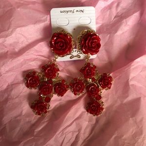 Baroque cross earrings